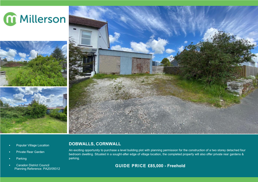 Dobwalls, Cornwall Guide Price £85000