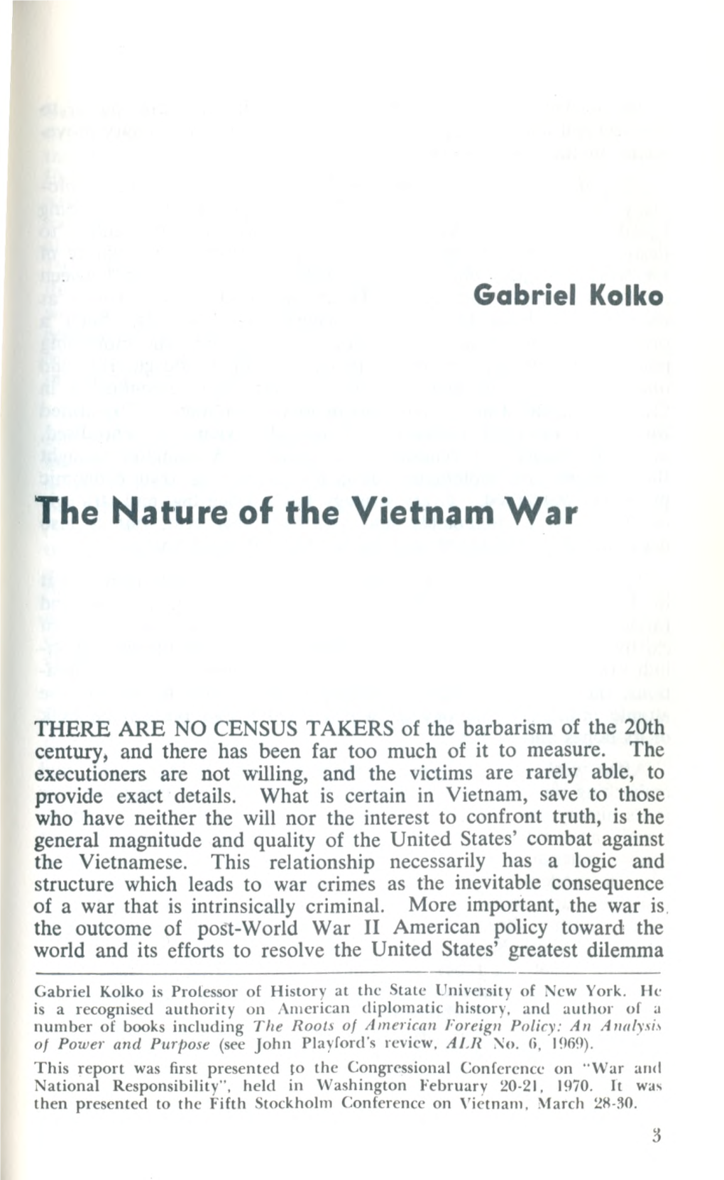 The Nature of the Vietnam War