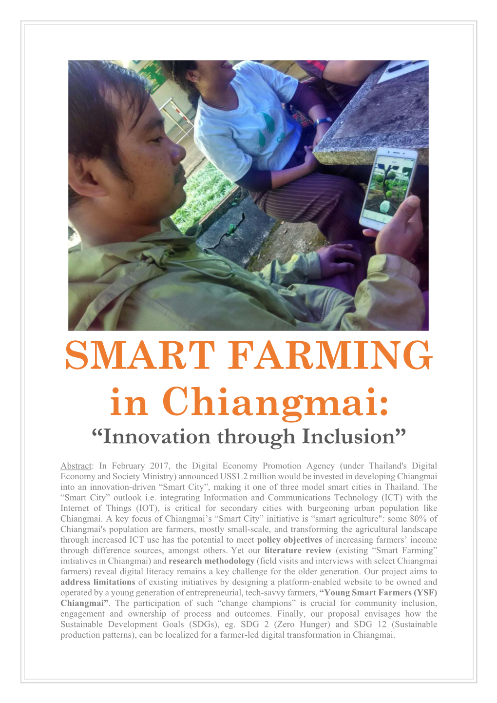 SMART FARMING in Chiangmai: “Innovation Through Inclusion”