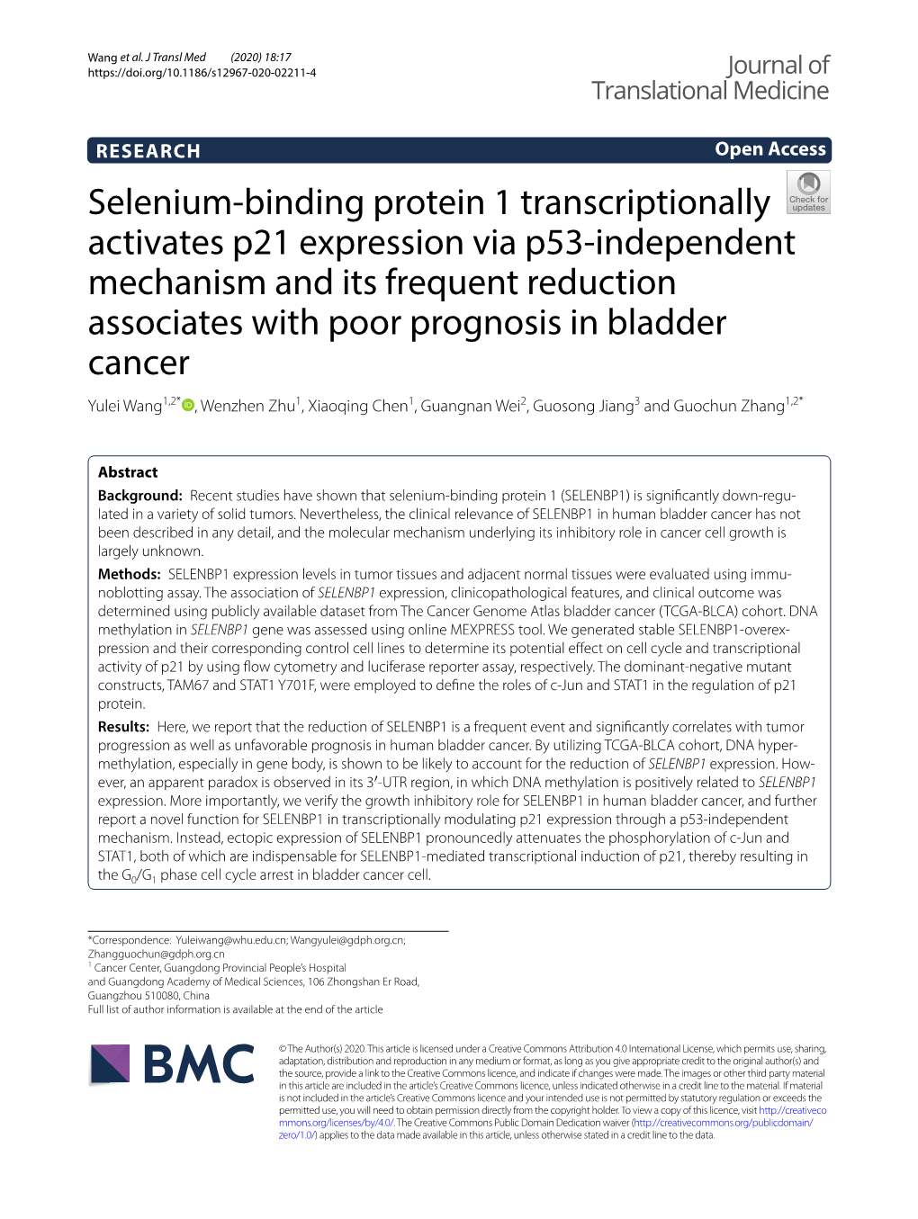 Selenium-Binding Protein 1 Transcriptionally Activates P21