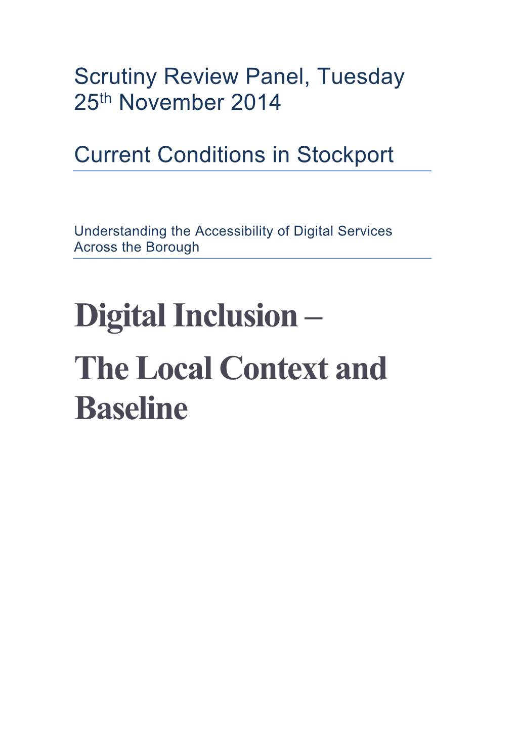 Digital Inclusion – the Local Context and Baseline Introduction