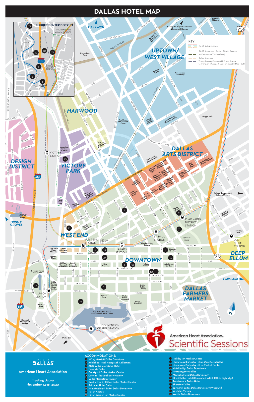 DALLAS HOTEL MAP Magnolia Theatre D LV B MCKINNEY K QUAKER MARKETCENTERDISTRICT EE 15 R George W