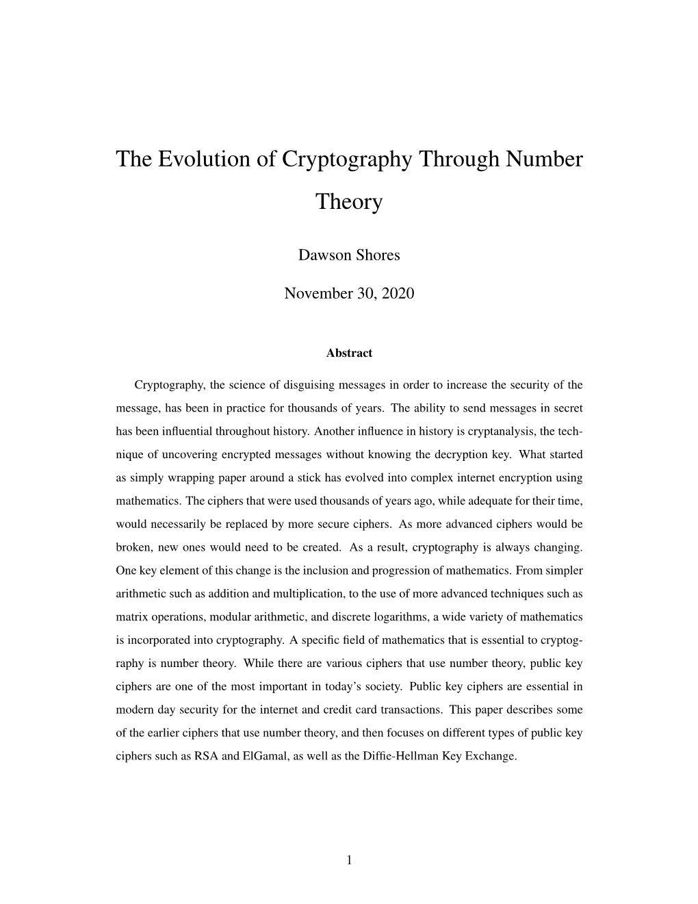 The Evolution of Cryptography Through Number Theory