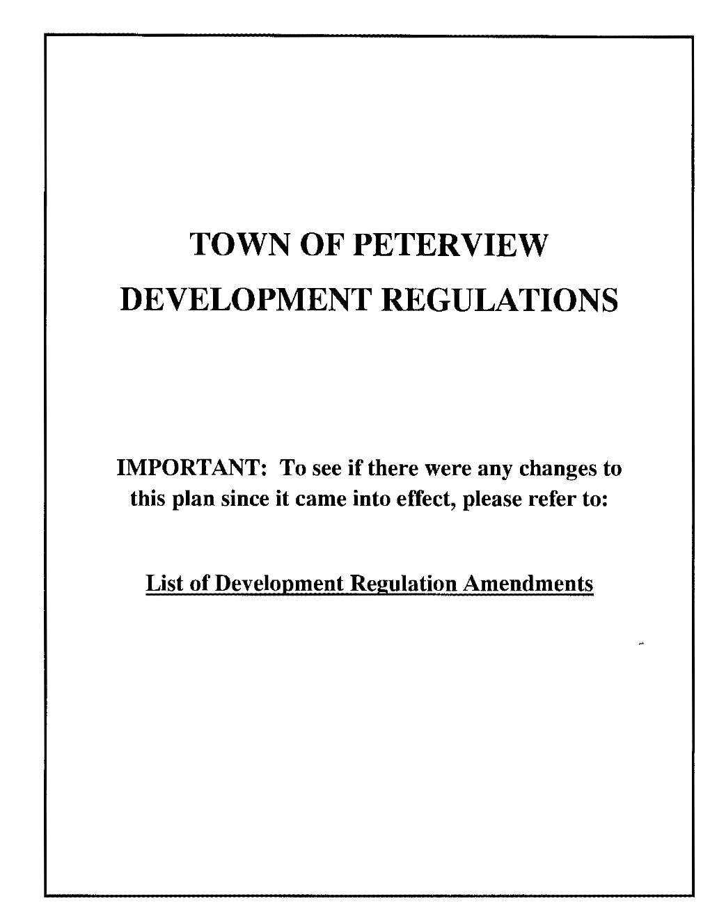 Town of Peterview Development Regulations