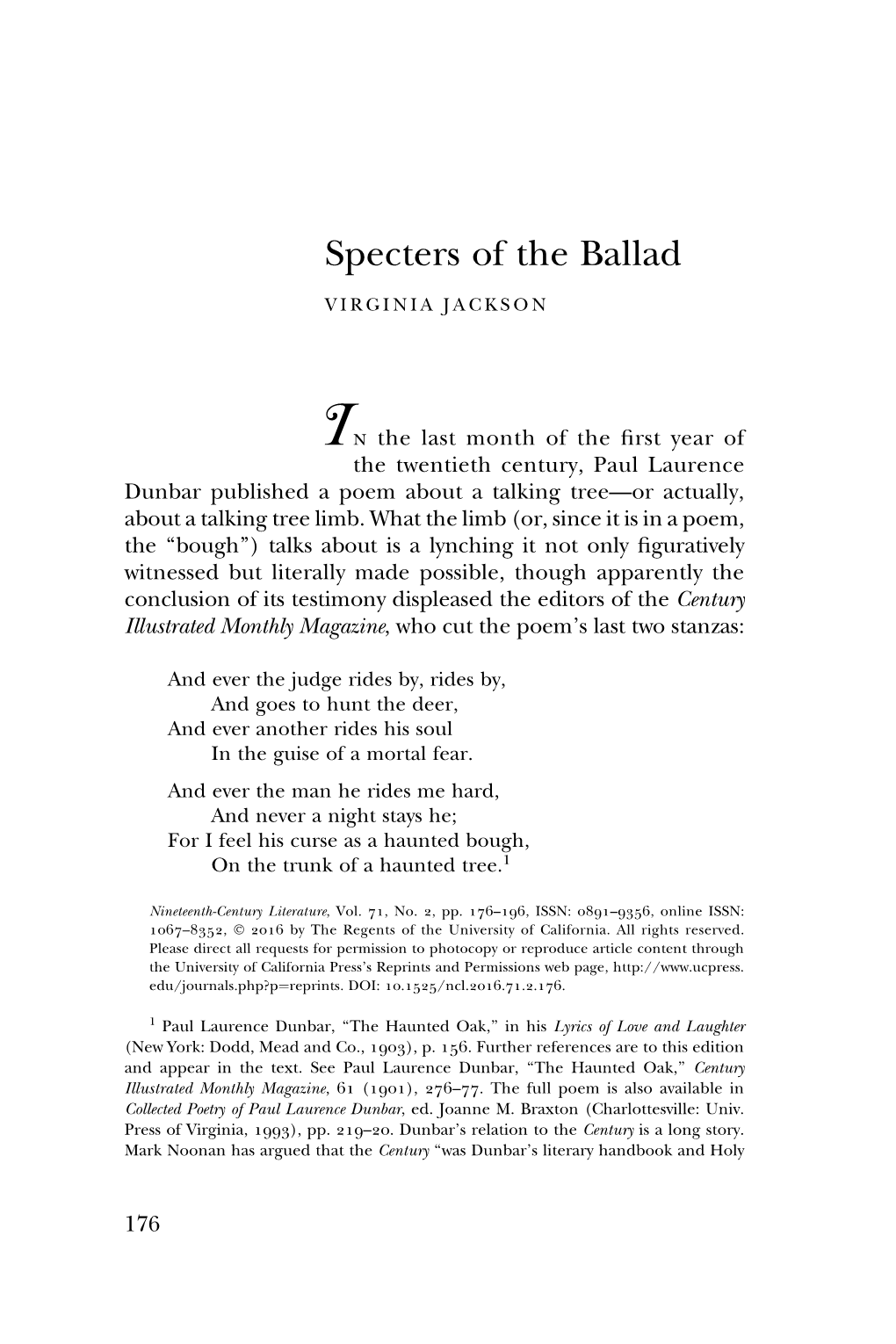 Specters of the Ballad