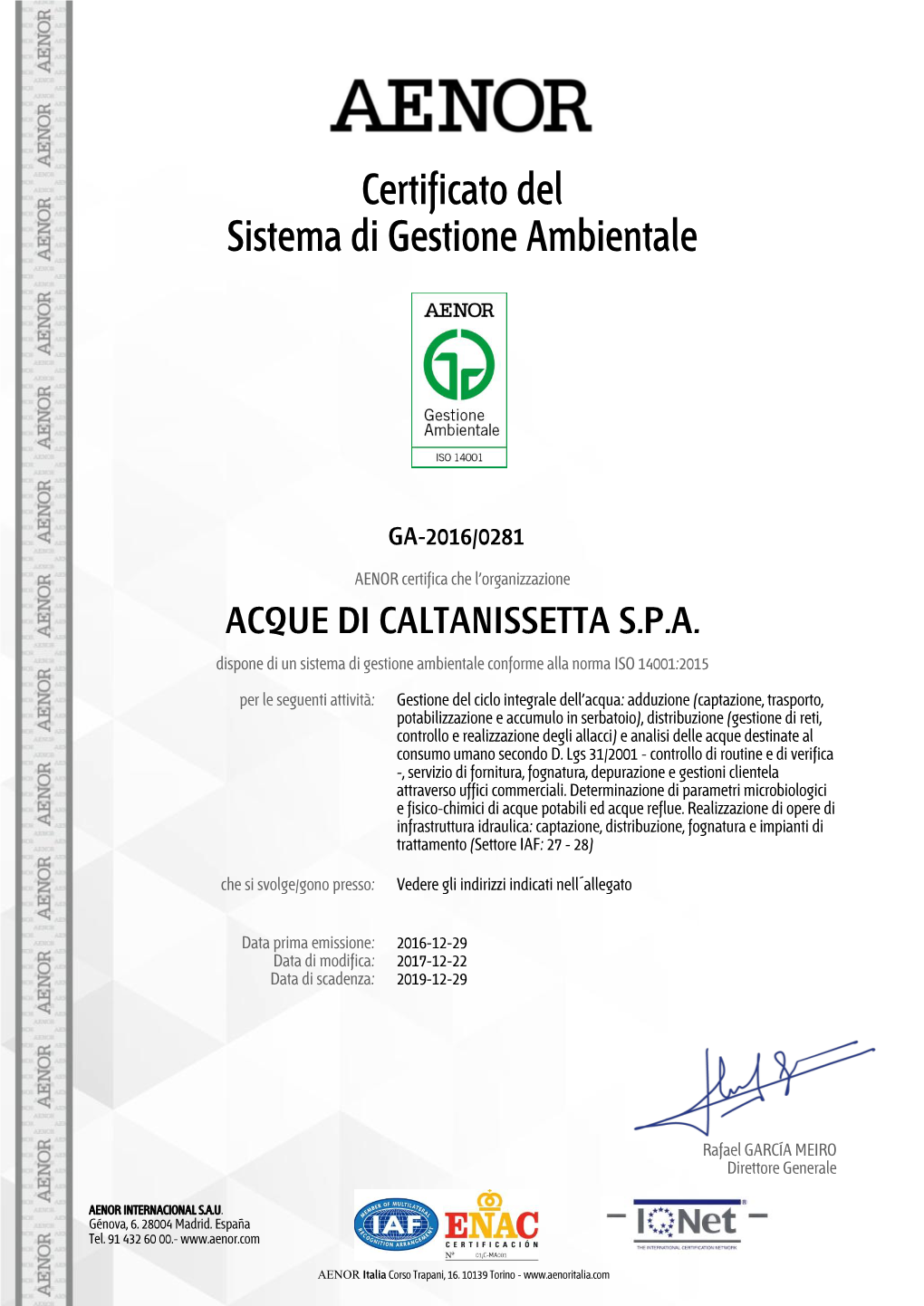 Certificazione Ambientale UNI EN ISO 14001:2015