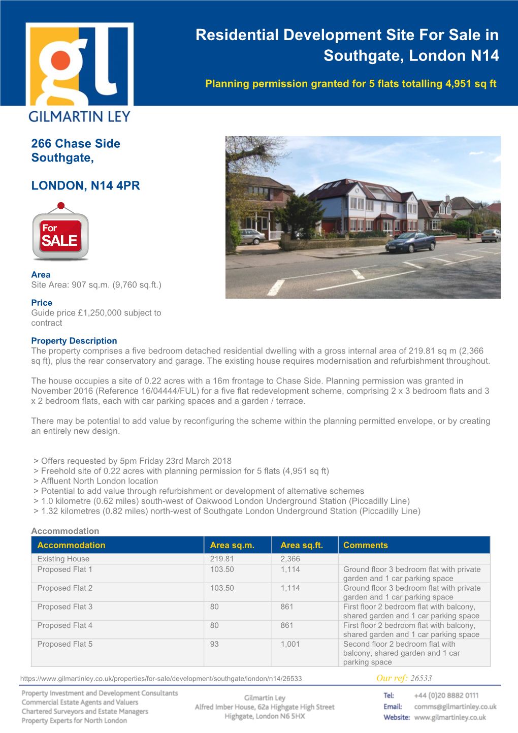 Residential Development Site for Sale in Southgate, London N14