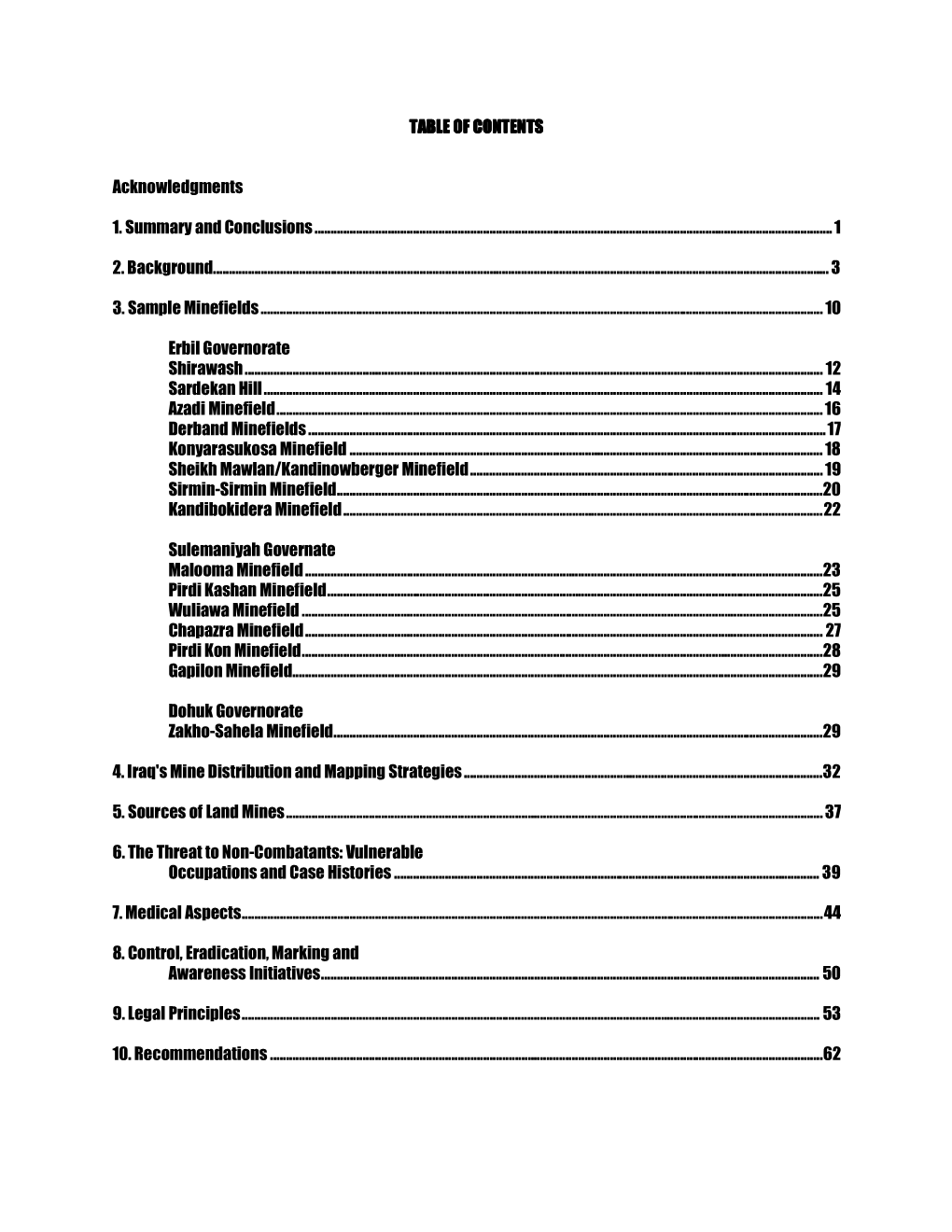 Land Mines and Civilian Casualties in Iraqi Kurdistan/Middle East Watch October 1992 ISBN 1-56432-067-7 1