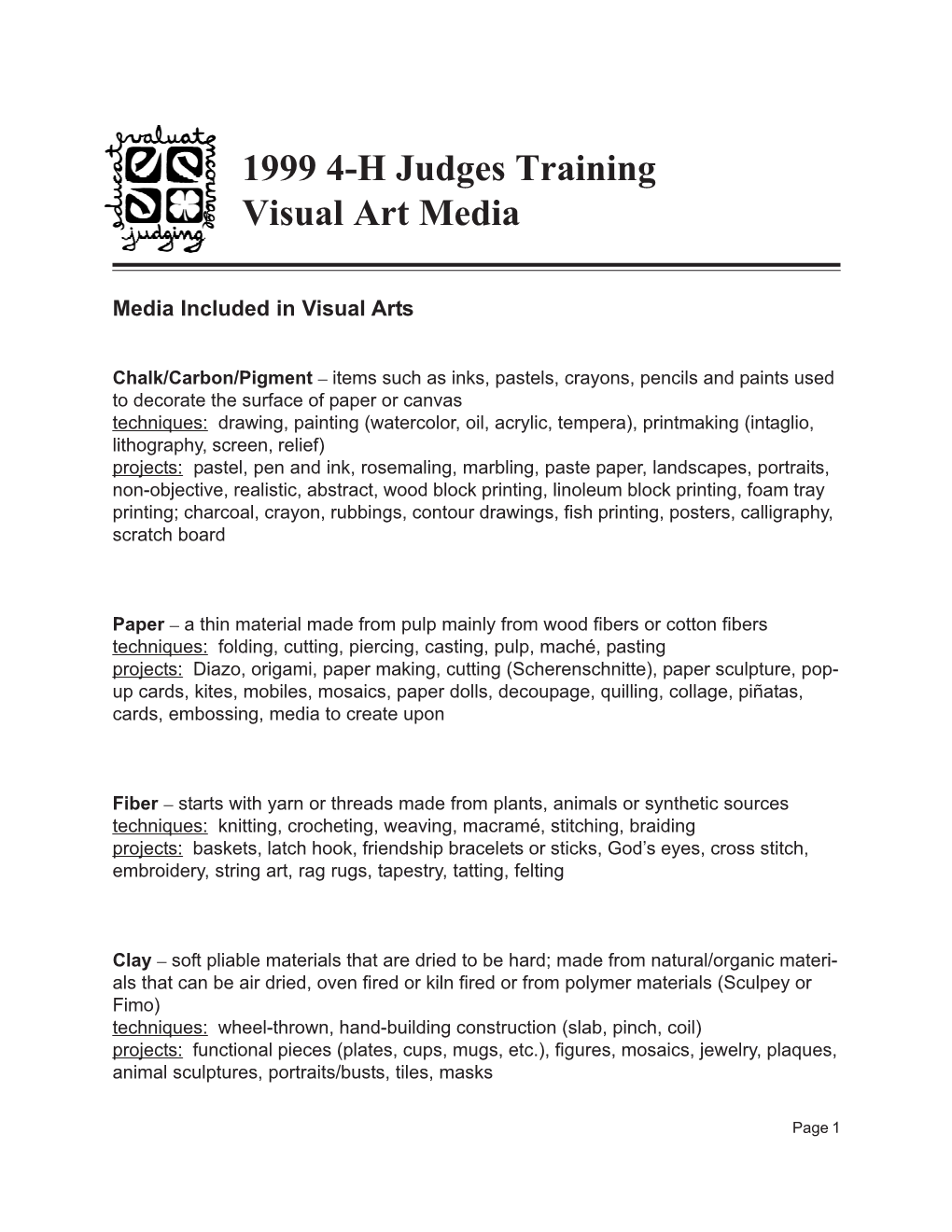 1999 4-H Judges Training Visual Art Media