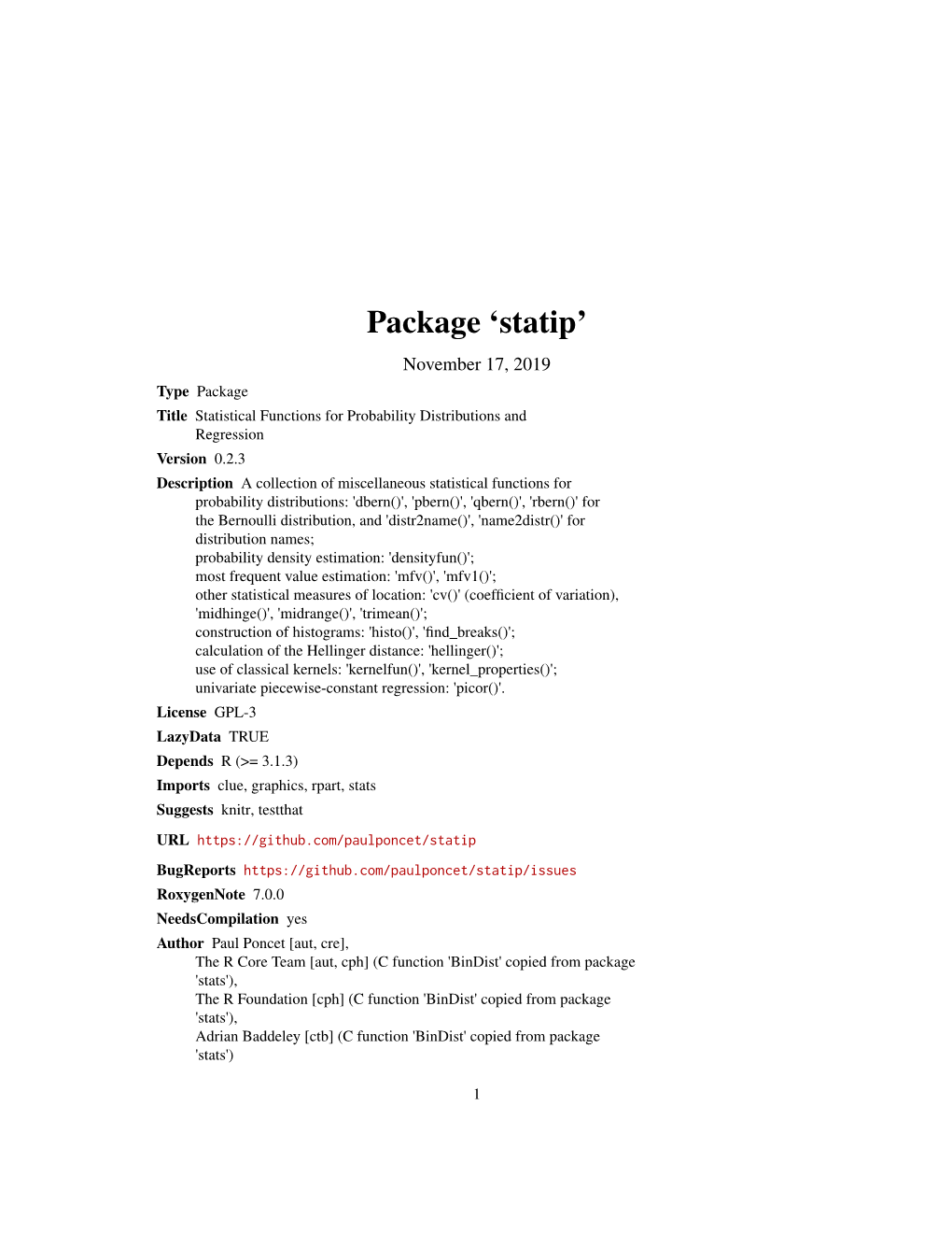 Package 'Statip'