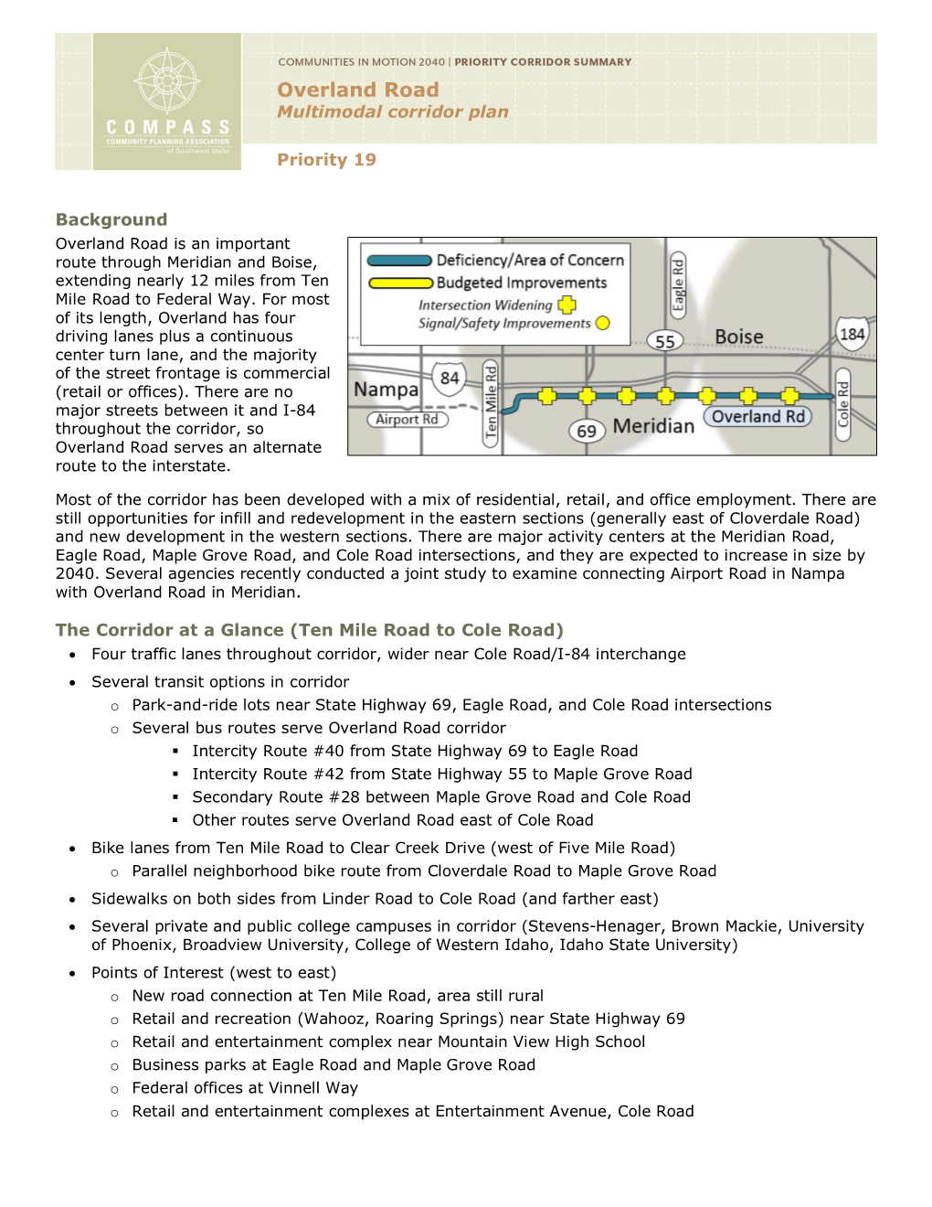 Overland Road Multimodal Corridor Plan