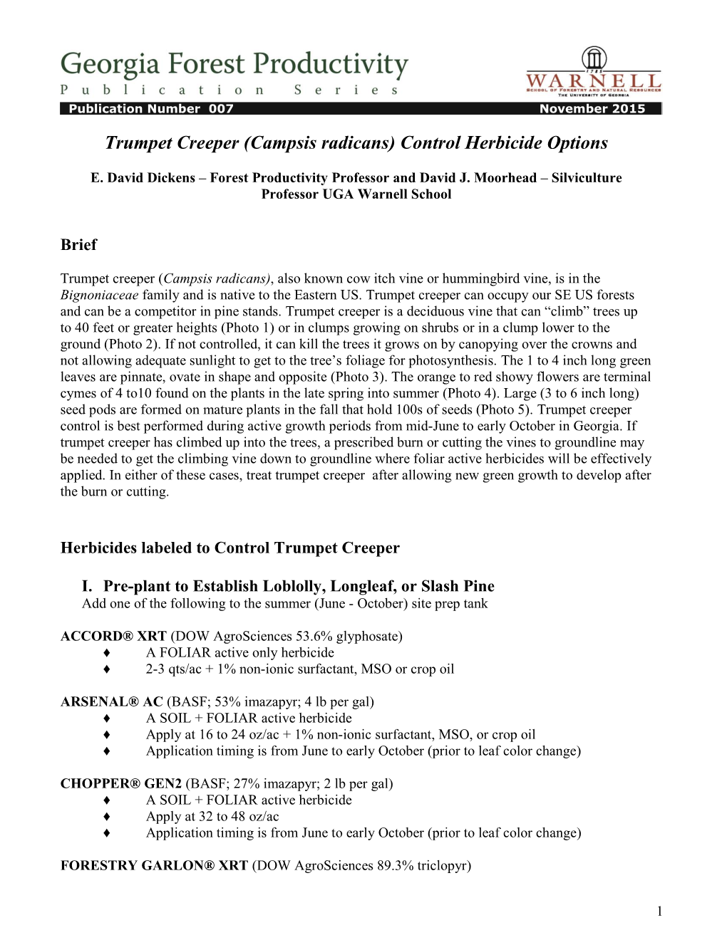 Trumpet Creeper (Campsis Radicans) Control Herbicide Options