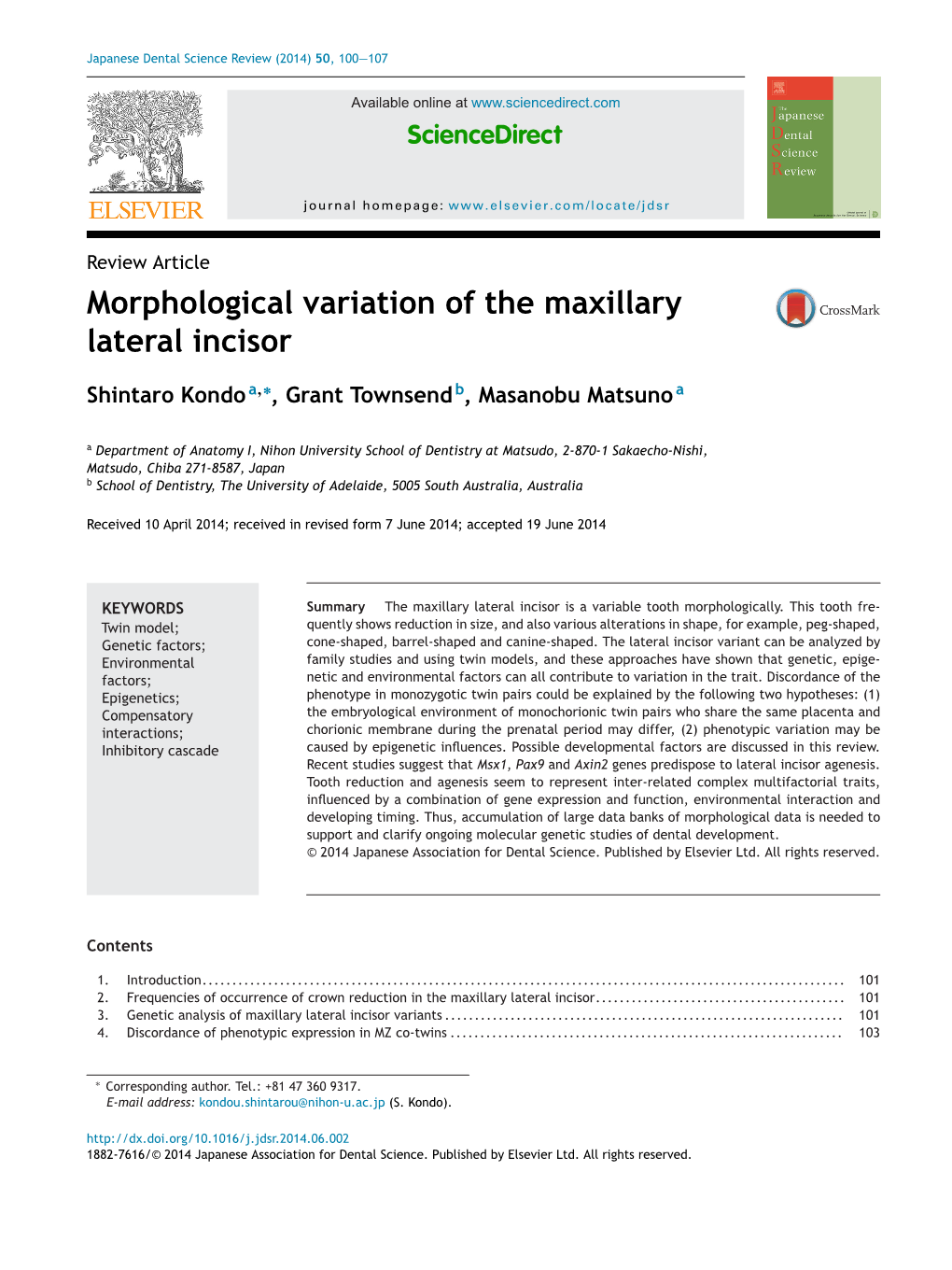 Morphological Variation of the Maxillary Lateral Incisor