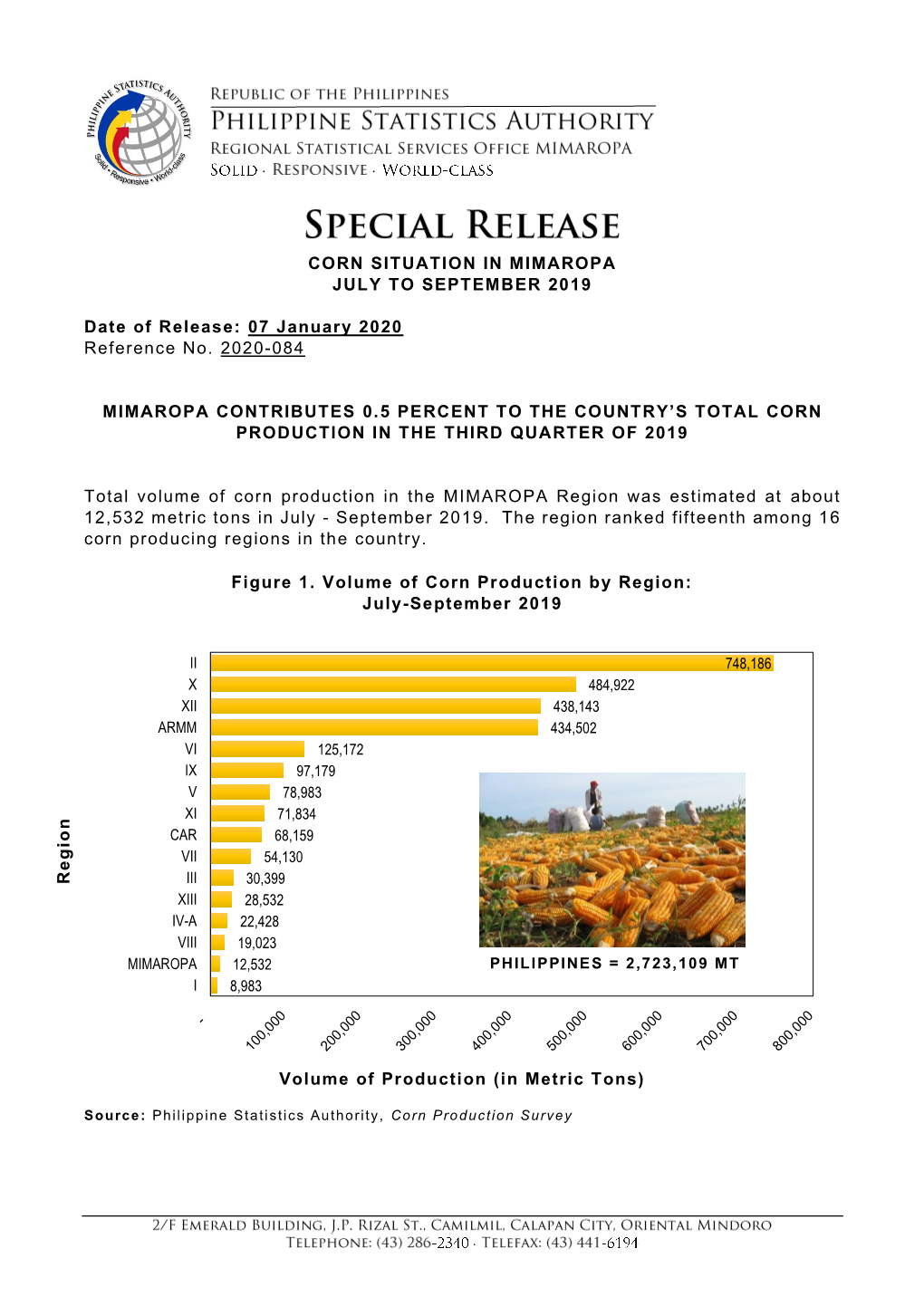 CORN SITUATION in MIMAROPA JULY to SEPTEMBER 2019 Date