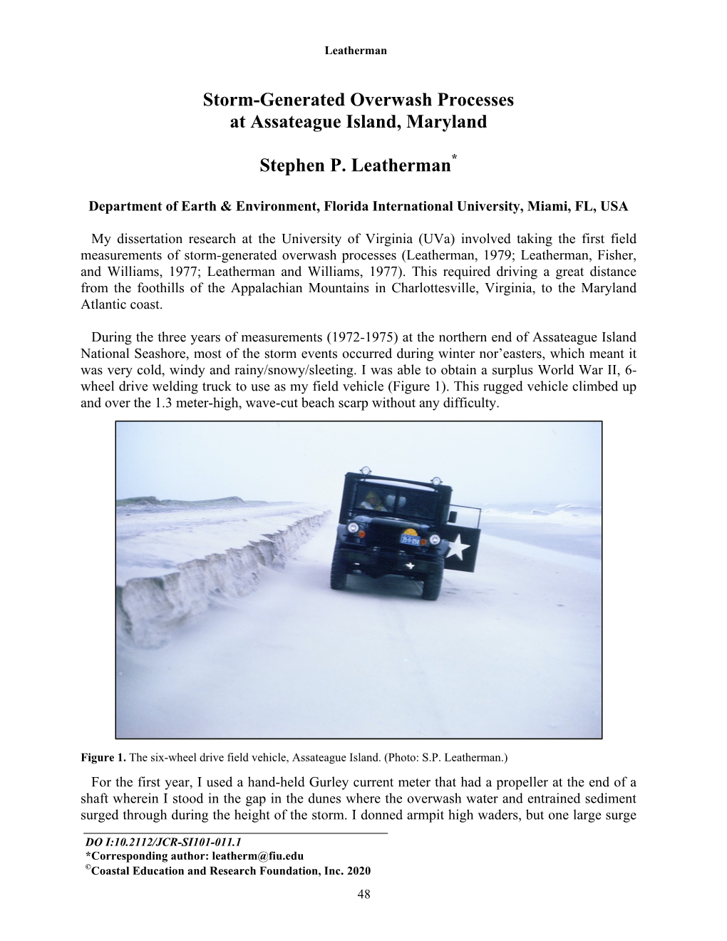 Storm-Generated Overwash Processes at Assateague Island, Maryland