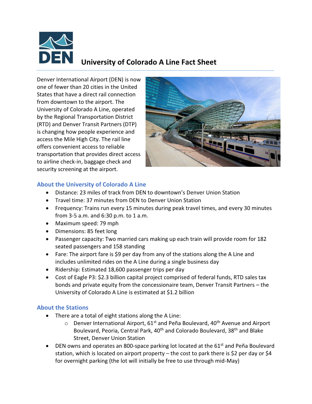 University of Colorado a Line Fact Sheet