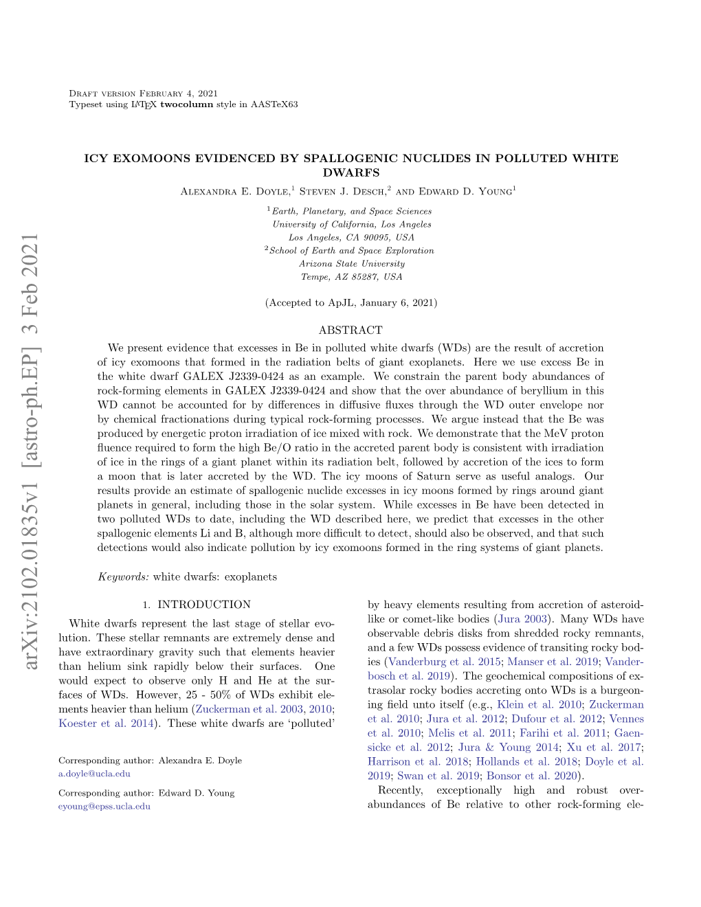 Arxiv:2102.01835V1 [Astro-Ph.EP] 3 Feb 2021 Than Helium Sink Rapidly Below Their Surfaces