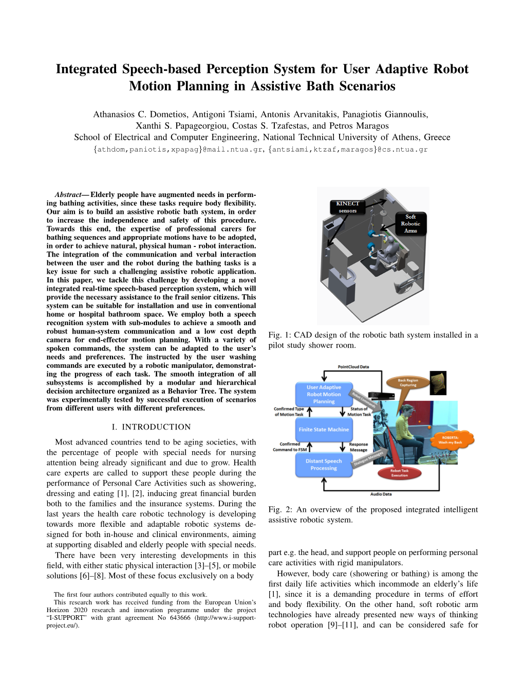 Integrated Speech-Based Perception System for User Adaptive Robot Motion Planning in Assistive Bath Scenarios