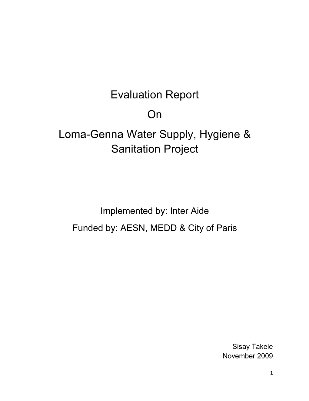Evaluation Report on Loma-Genna Water Supply, Hygiene & Sanitation