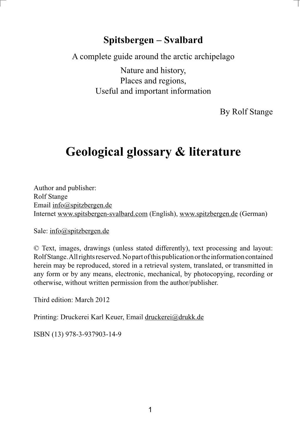 Geological Glossary & Literature