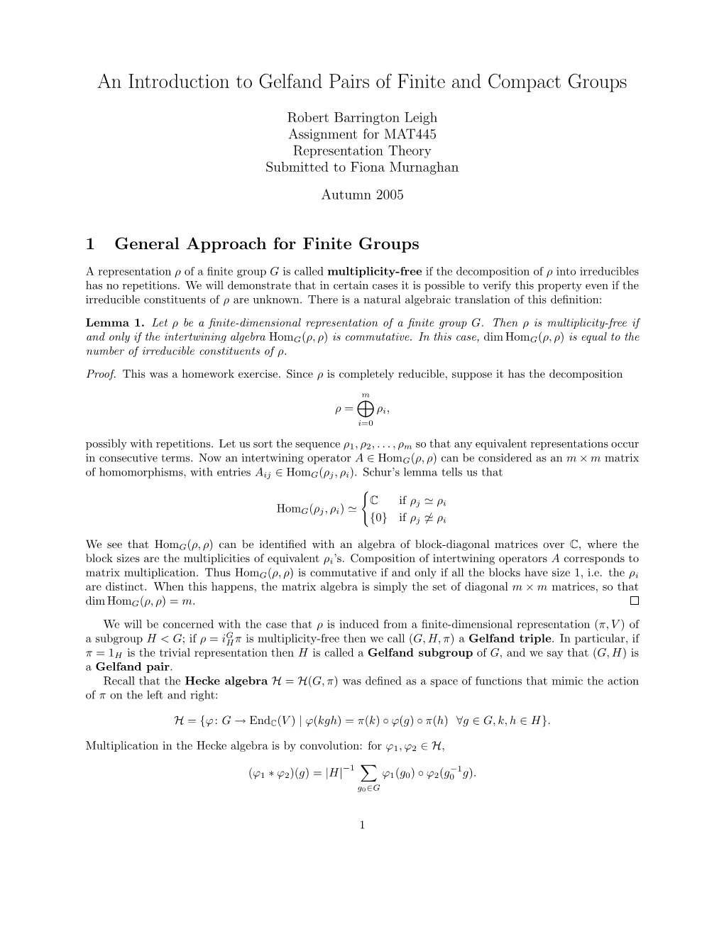 An Introduction to Gelfand Pairs of Finite and Compact Groups