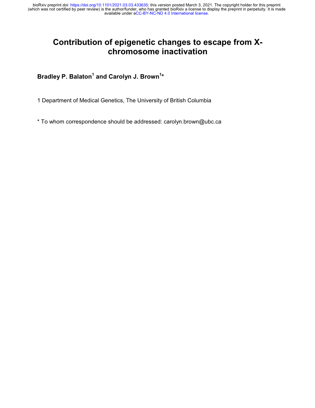 Chromosome Inactivation