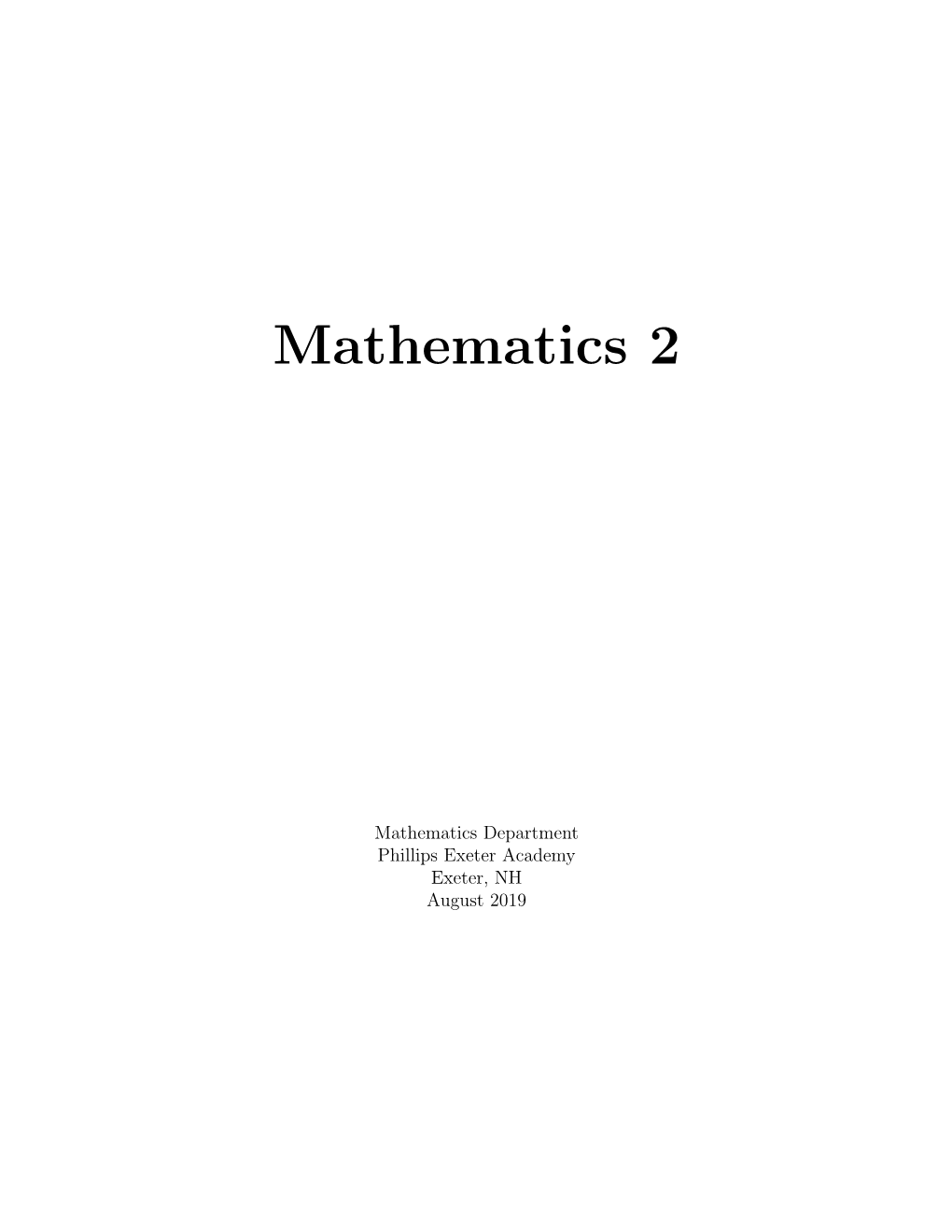 Mathematics 2 Problem Sets