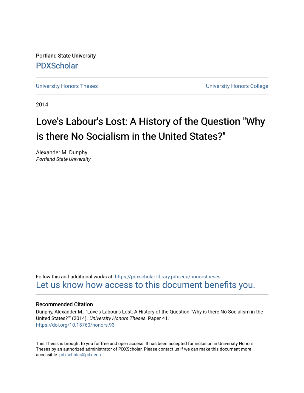 Love's Labour's Lost: a History of the Question 