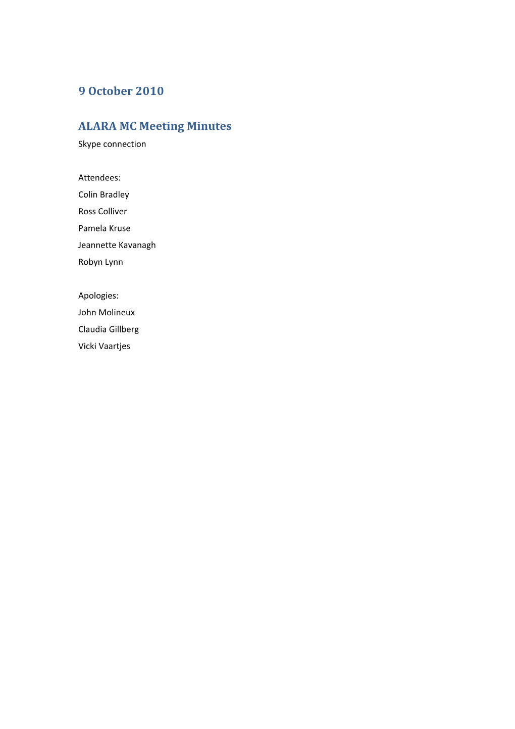 ALARA MC Meeting Minutes