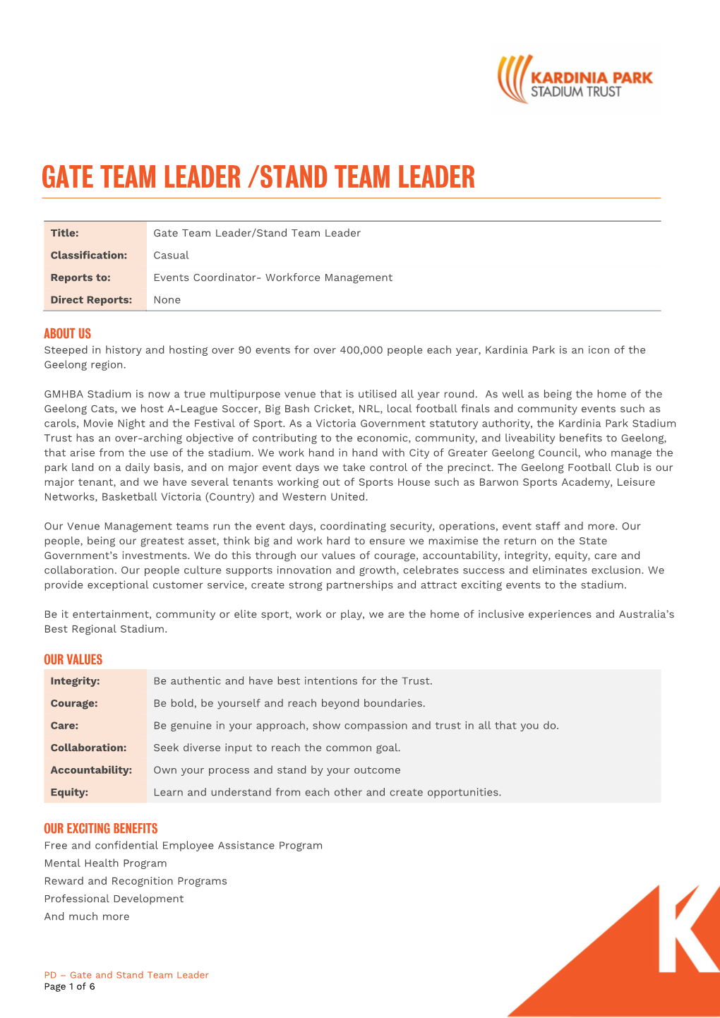 Gate Team Leader /Stand Team Leader