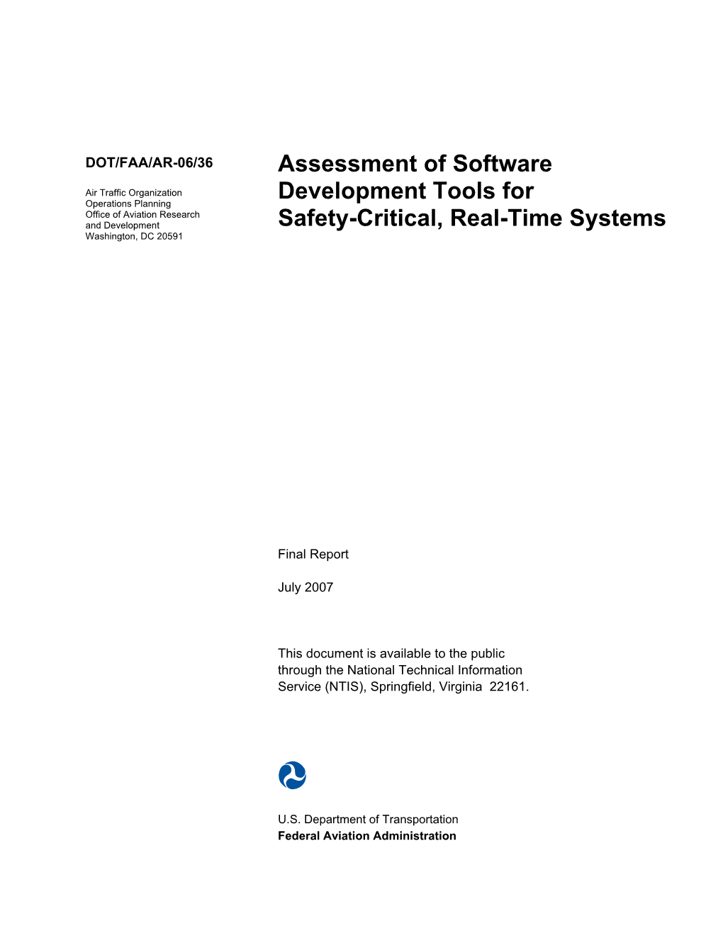 Assessment of Software Development Tools for Safety-Critical, Real-Time Systems