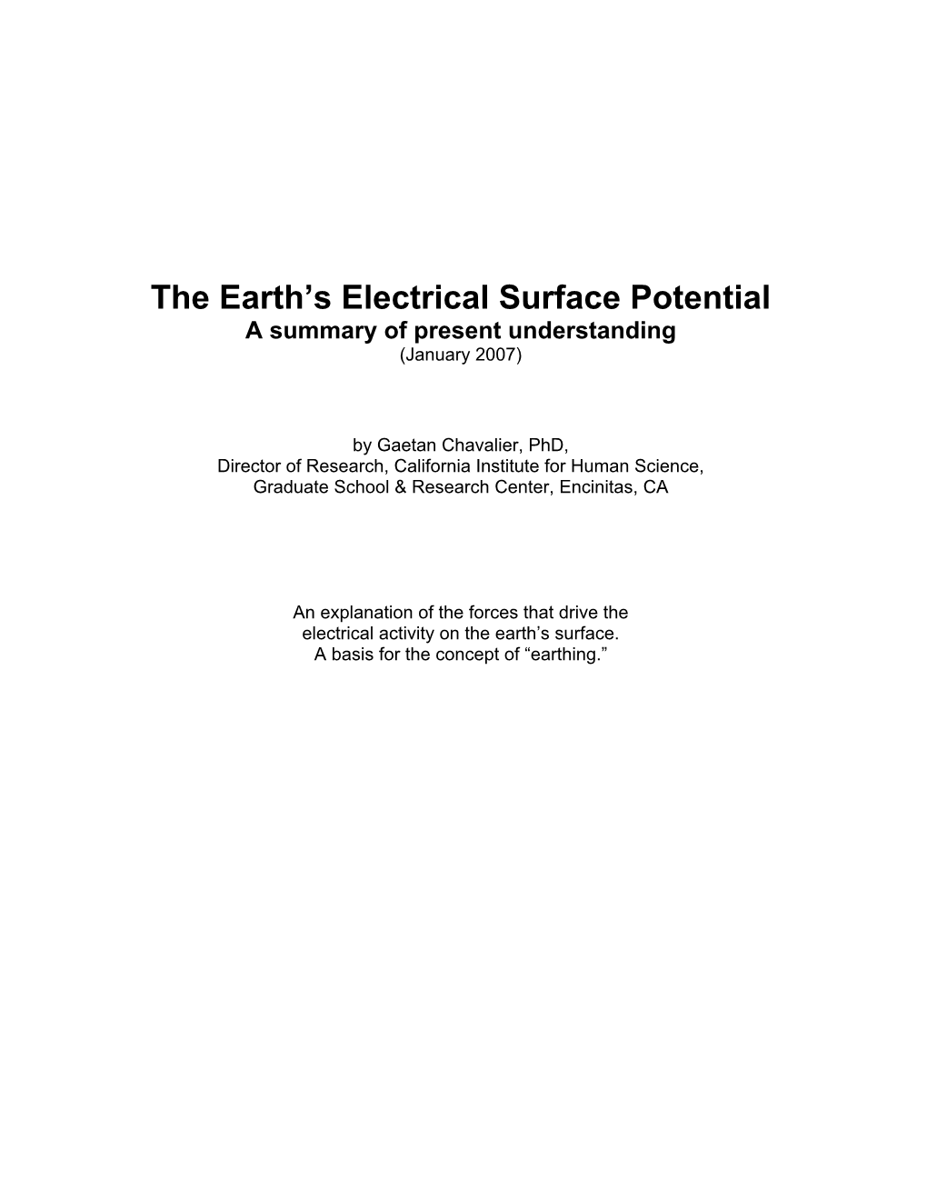 The Earth's Electrical Surface Potential