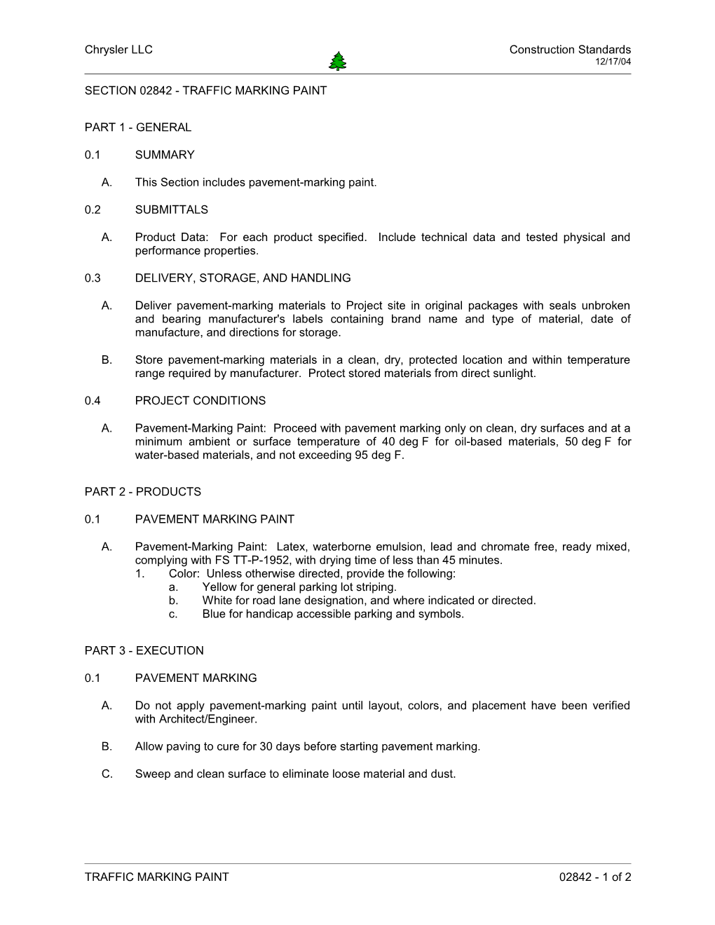 Section 02842 - Traffic Marking Paint