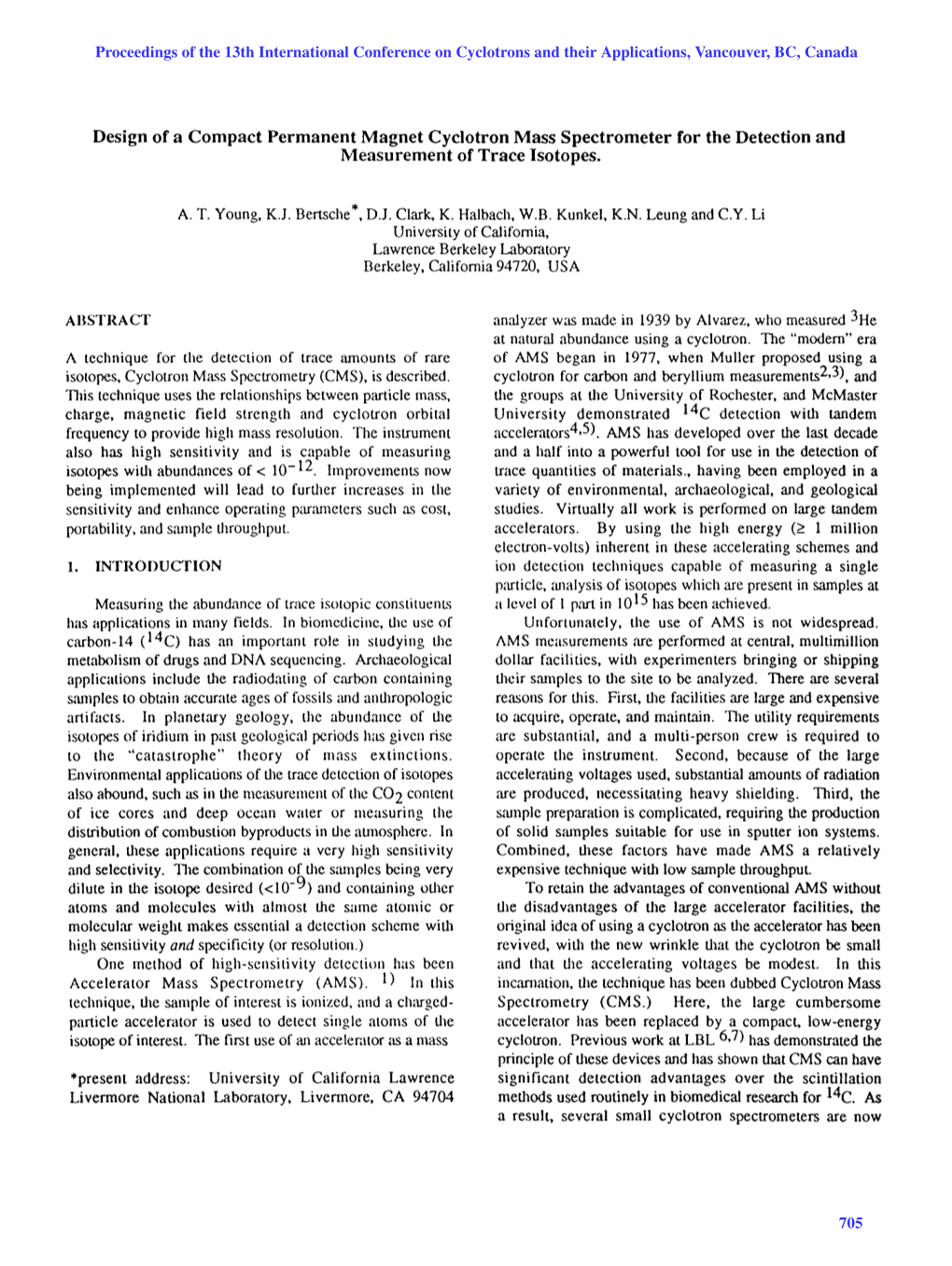 Design of a Compact Permanent Magnet Cyclotron Mass Spectrometer for the Detection and Measurement of Trace Isotopes