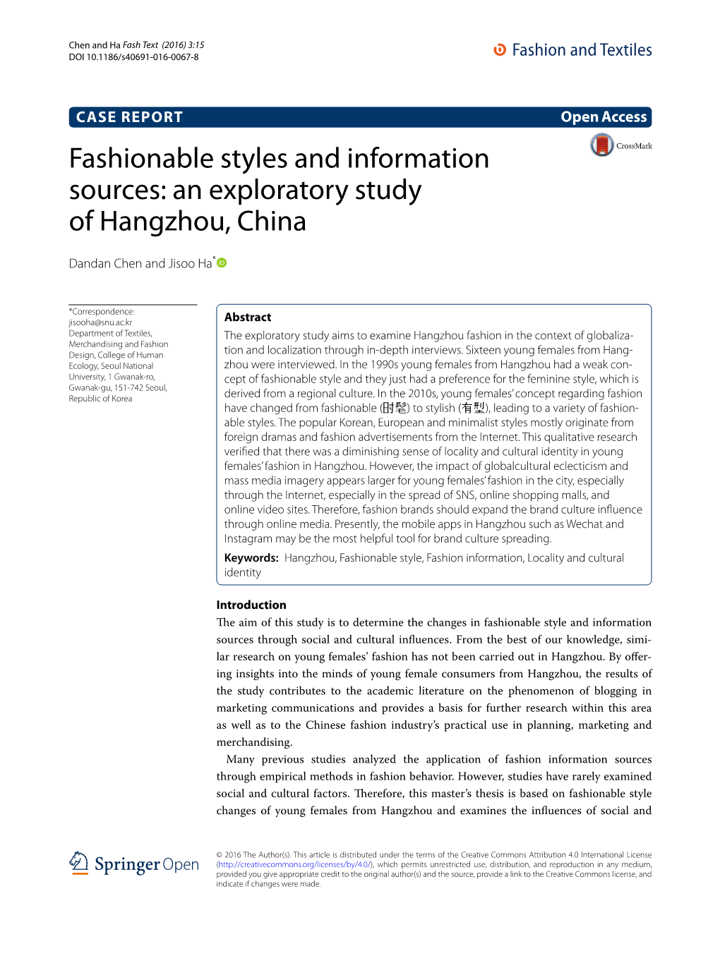 Fashionable Styles and Information Sources: an Exploratory Study of Hangzhou, China