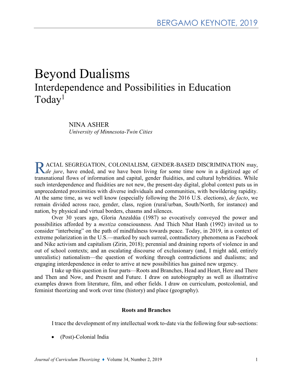 Beyond Dualisms Interdependence and Possibilities in Education Today1