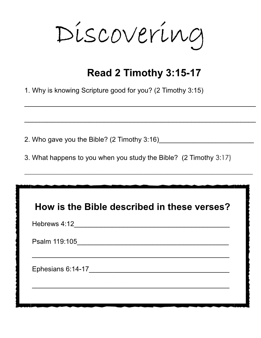 Read 2 Timothy 3:15-17