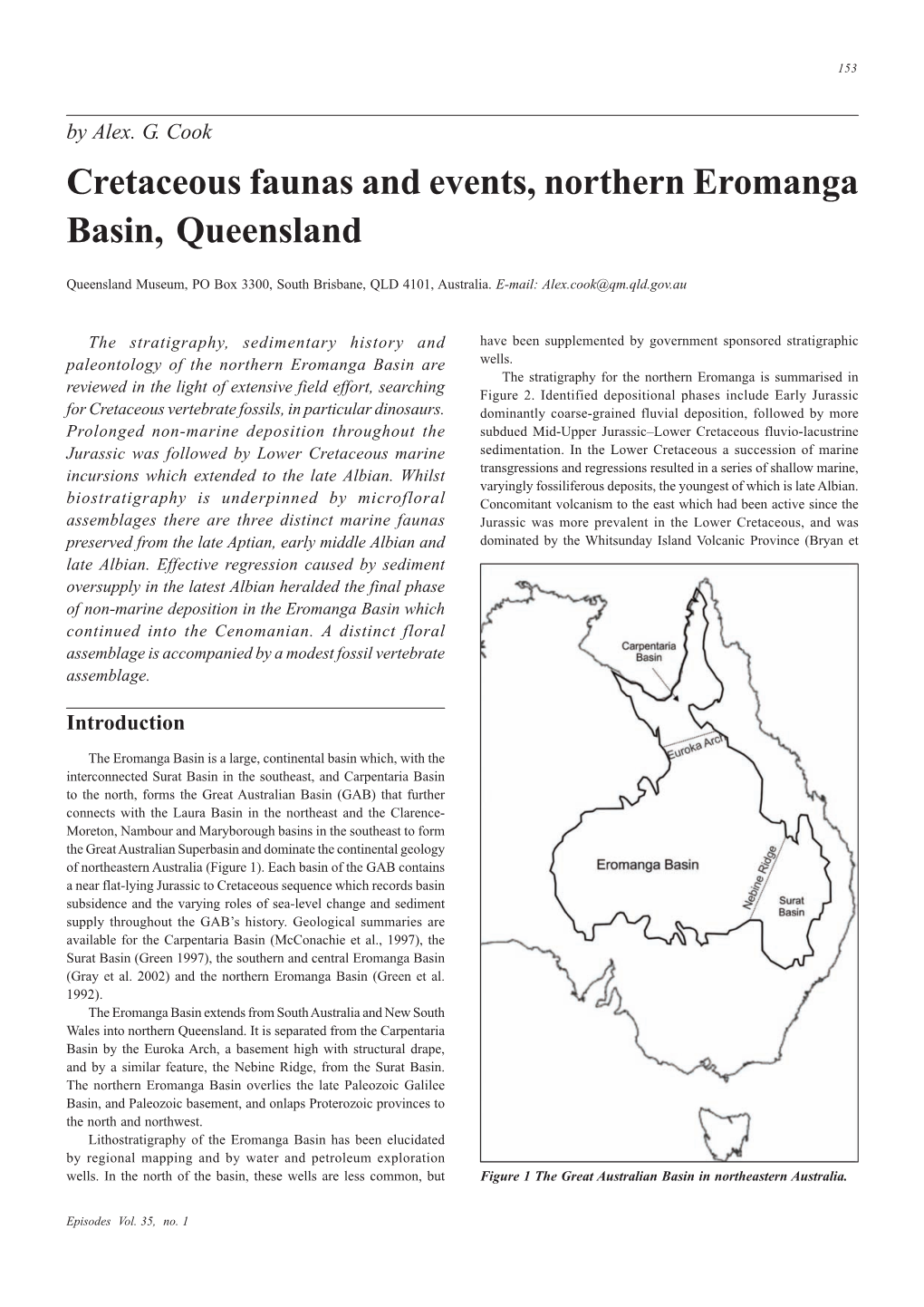 Cretaceous Faunas and Events, Northern Eromanga Basin, Queensland