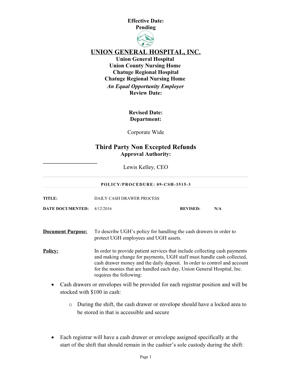 Revenue Cycle Policy/Procedure