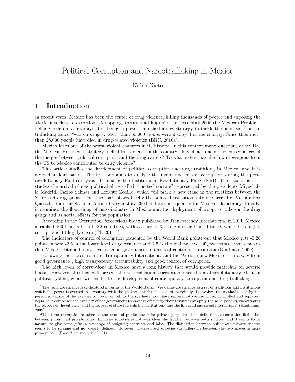 Political Corruption and Narcotrafficking in Mexico