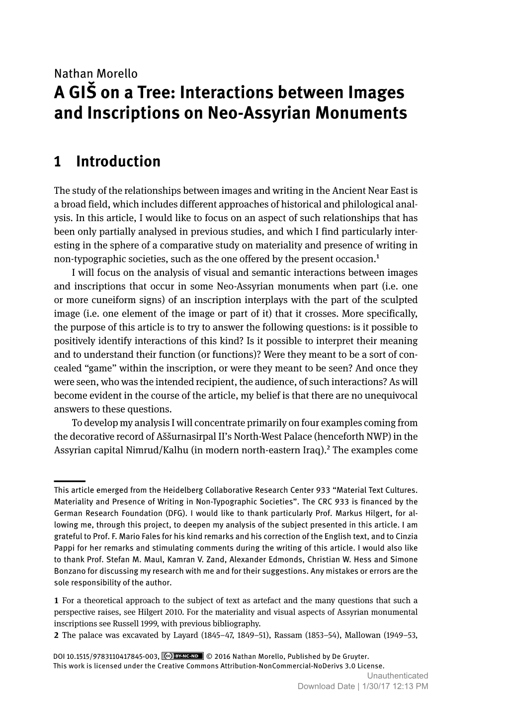 A Giš on a Tree: Interactions Between Images and Inscriptions on Neo-Assyrian Monuments