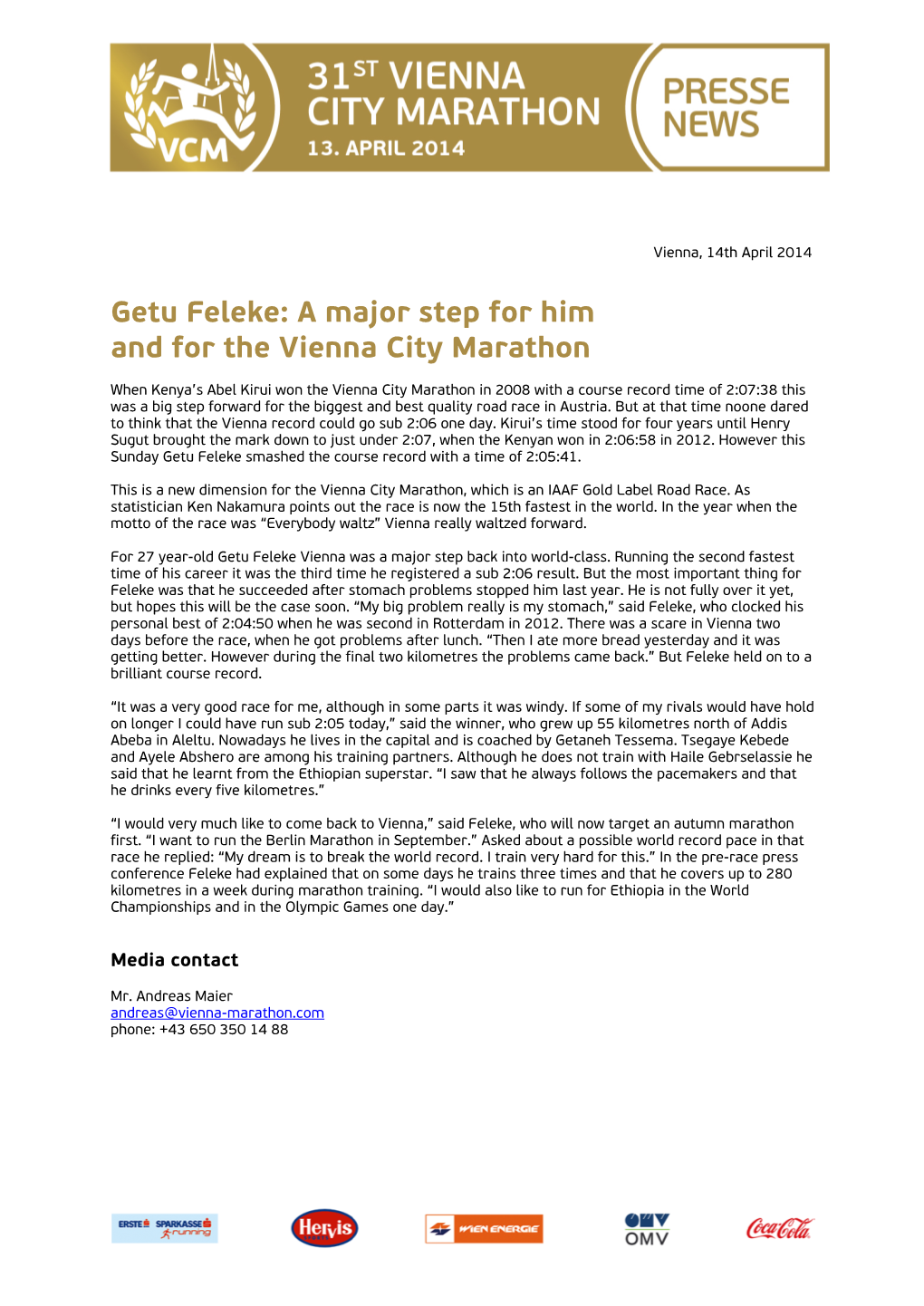 Vienna City Marathon Presse-Info