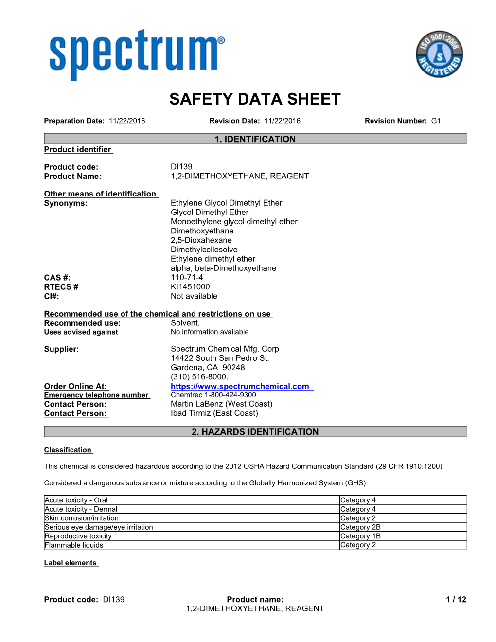 SDS Contains All of the Information Required by the CPR