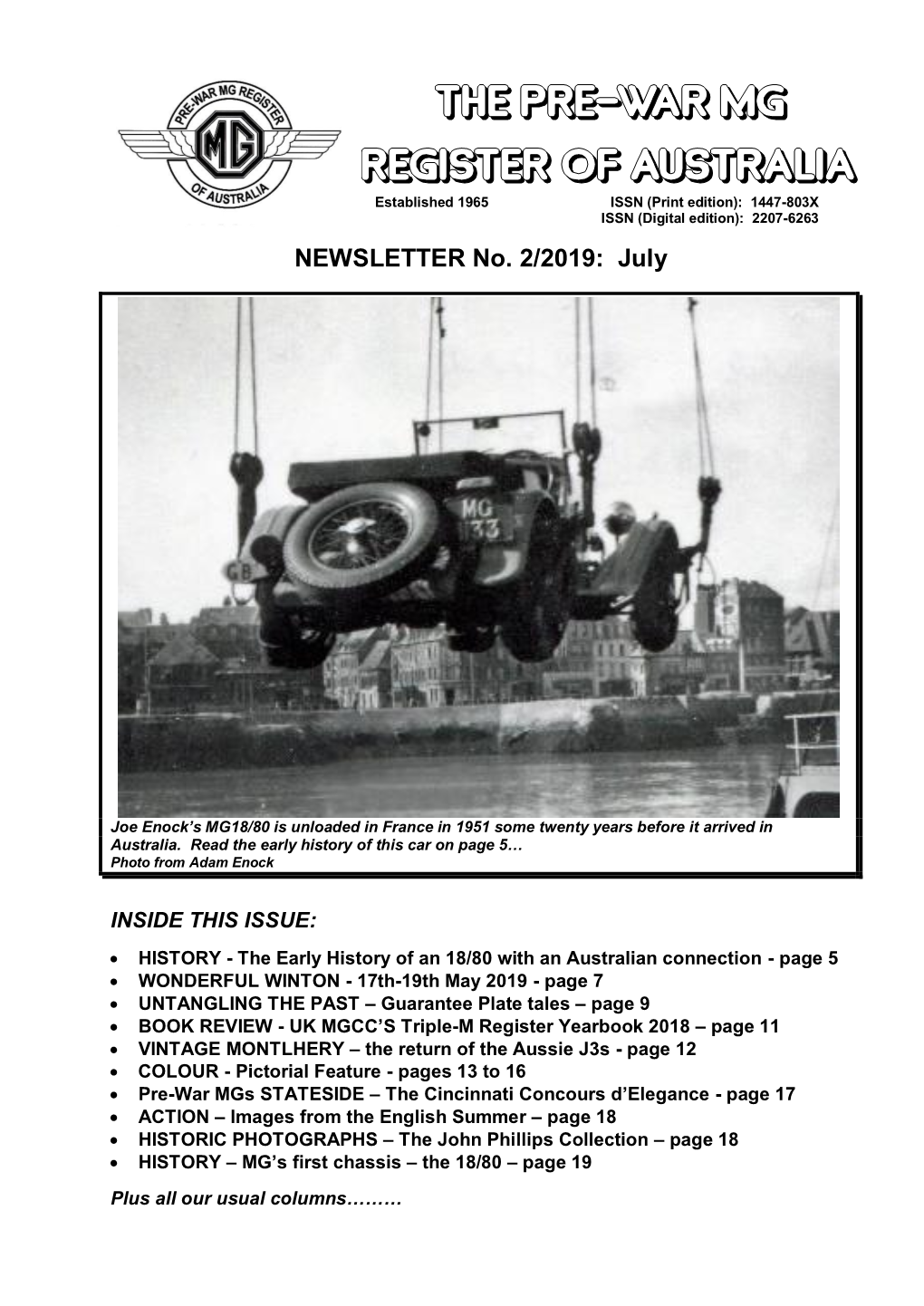 Pre-War MG Newsletter-July 2019