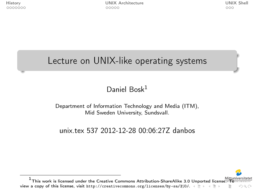 Lecture on UNIX-Like Operating Systems