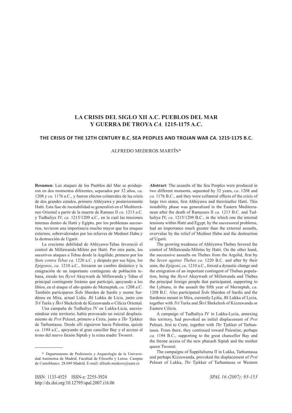 La Crisis Del Siglo Xii A.C. Pueblos Del Mar Y Guerra De Troya Ca