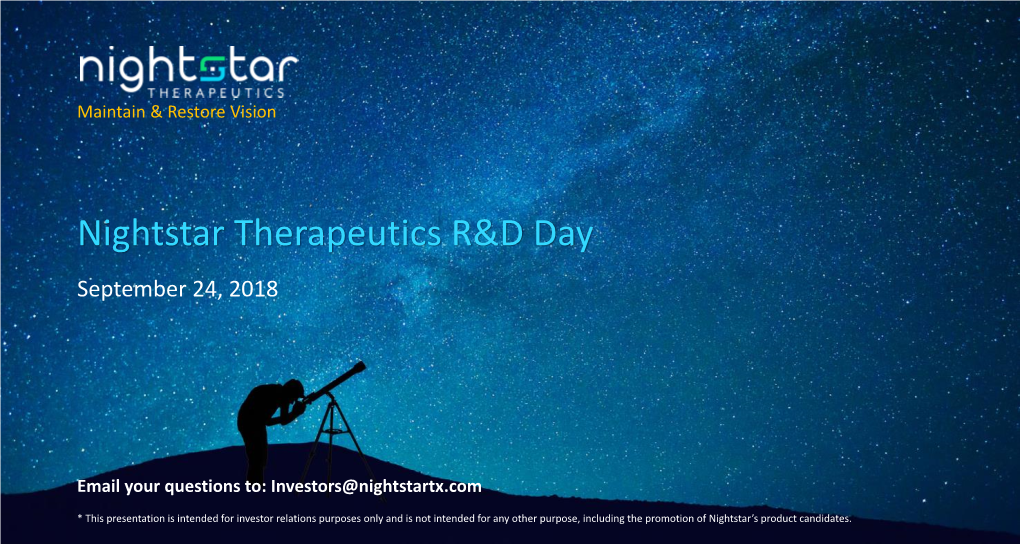 Nightstar Therapeutics R&D