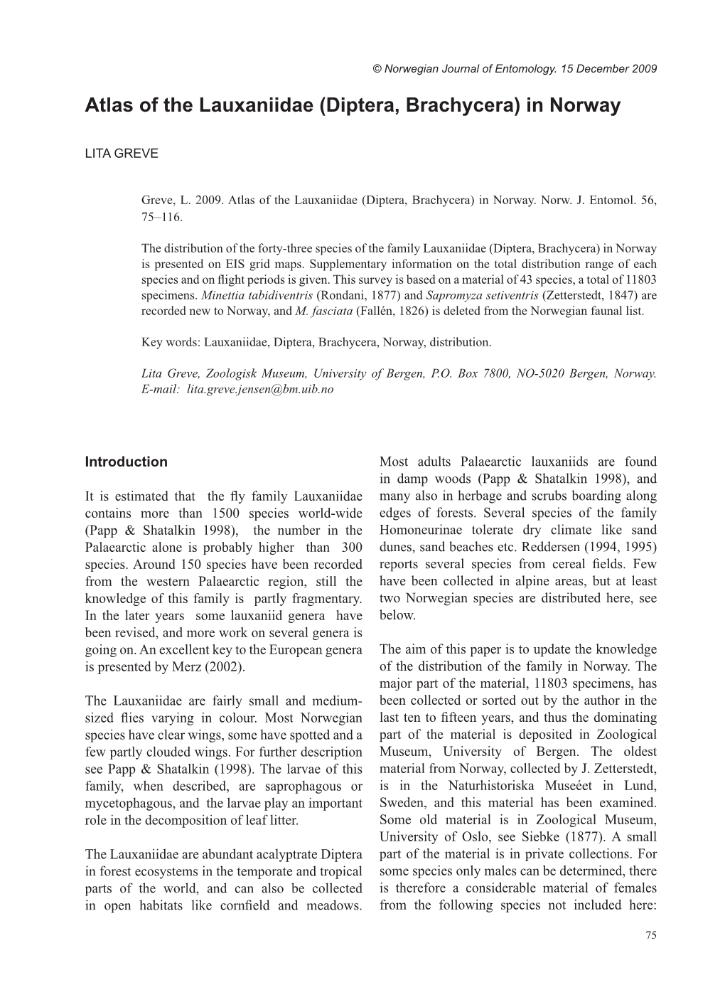 Atlas of the Lauxaniidae (Diptera, Brachycera) in Norway