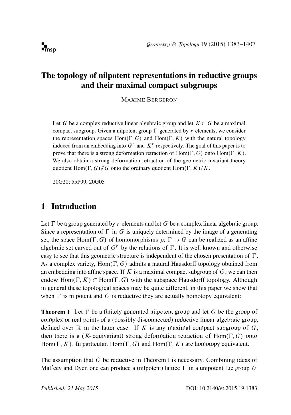 The Topology of Nilpotent Representations in Reductive Groups and Their Maximal Compact Subgroups