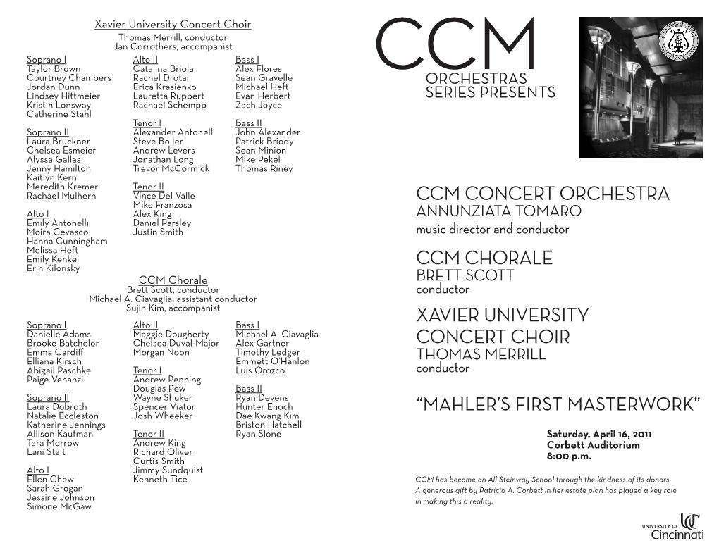 Ccm Concert Orchestra Ccm Chorale Xavier University